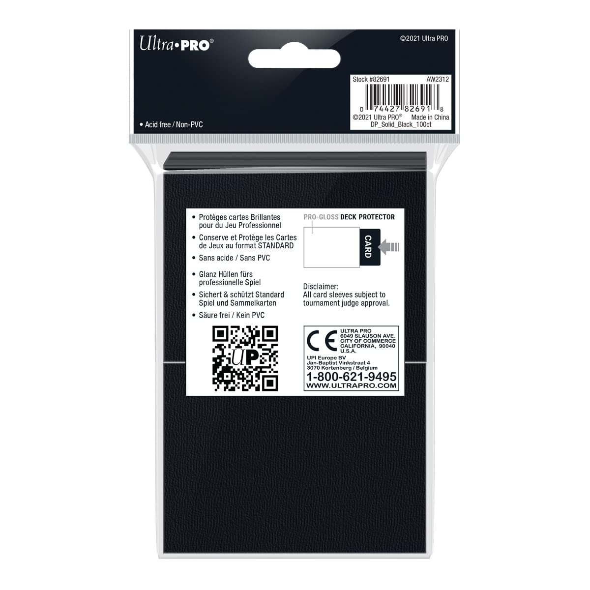 Ultra Pro Deck Protector Sleeves for Standard Size Cards – Black, 100 Count