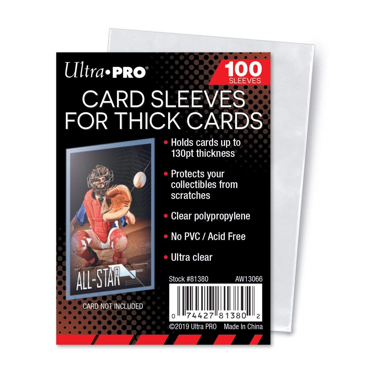 Ultra Pro Clear Thick Card Sleeves – 100 Count, Holds 130pt, Archival-Grade
