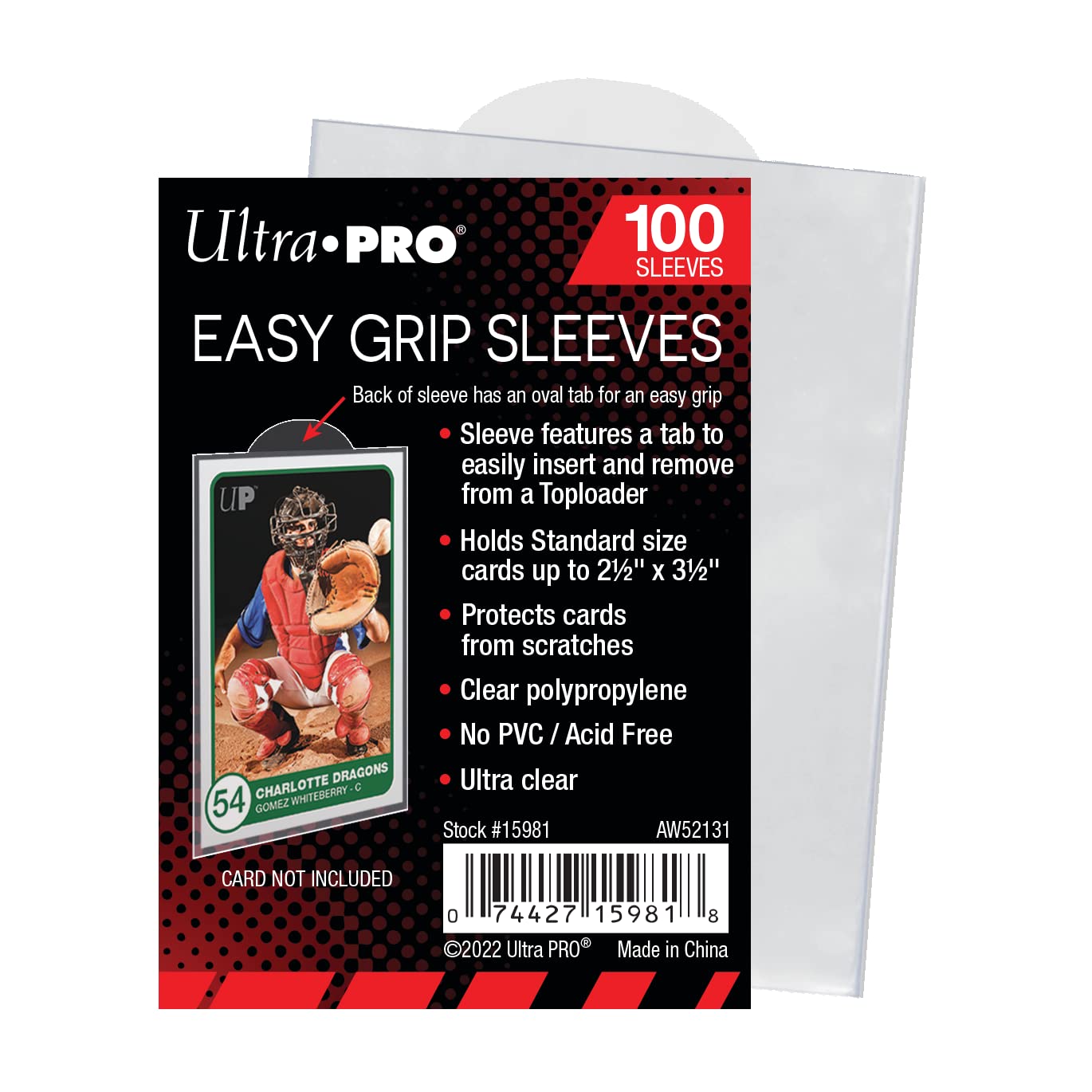 Ultra PRO Easy Grip Card Sleeves – 2.5 x 3.5 in, 100ct, Half-Circle Tab