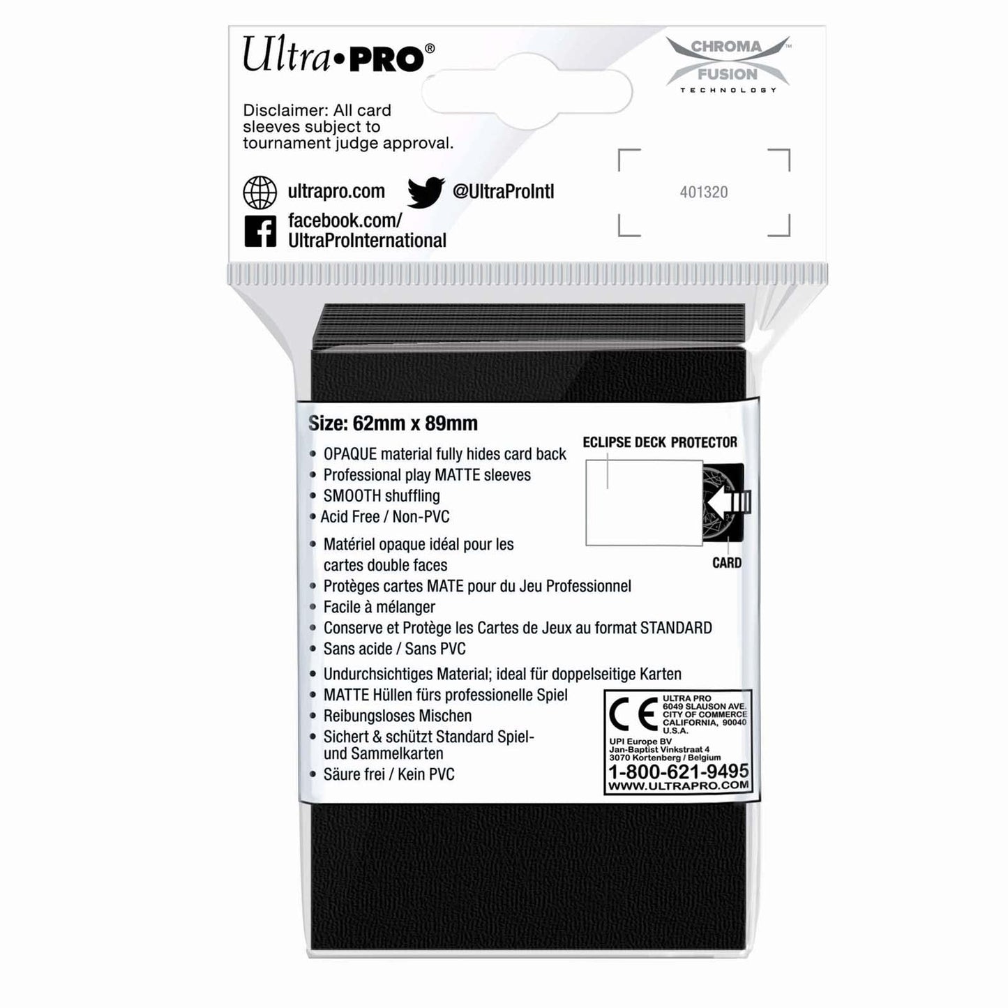 Ultra Pro Eclipse Matte Small Sleeves 60 Pack – Jet Black