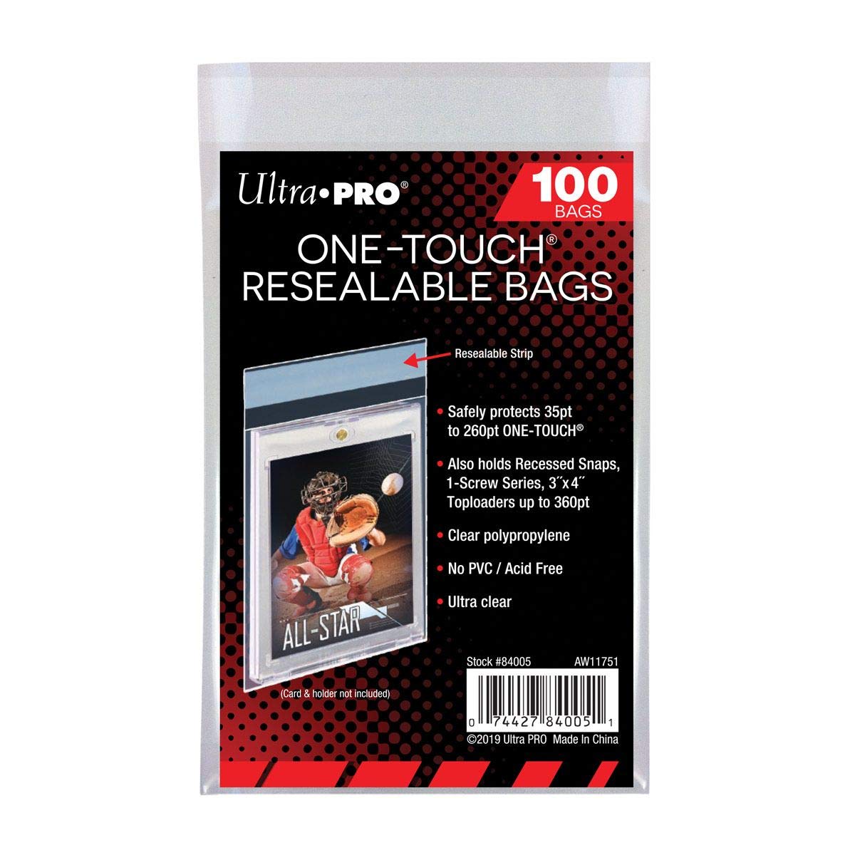 Ultra Pro One-Touch Protective Bags (100 Sleeves) - Clear 3x4 in, PP, 180pt Compatible