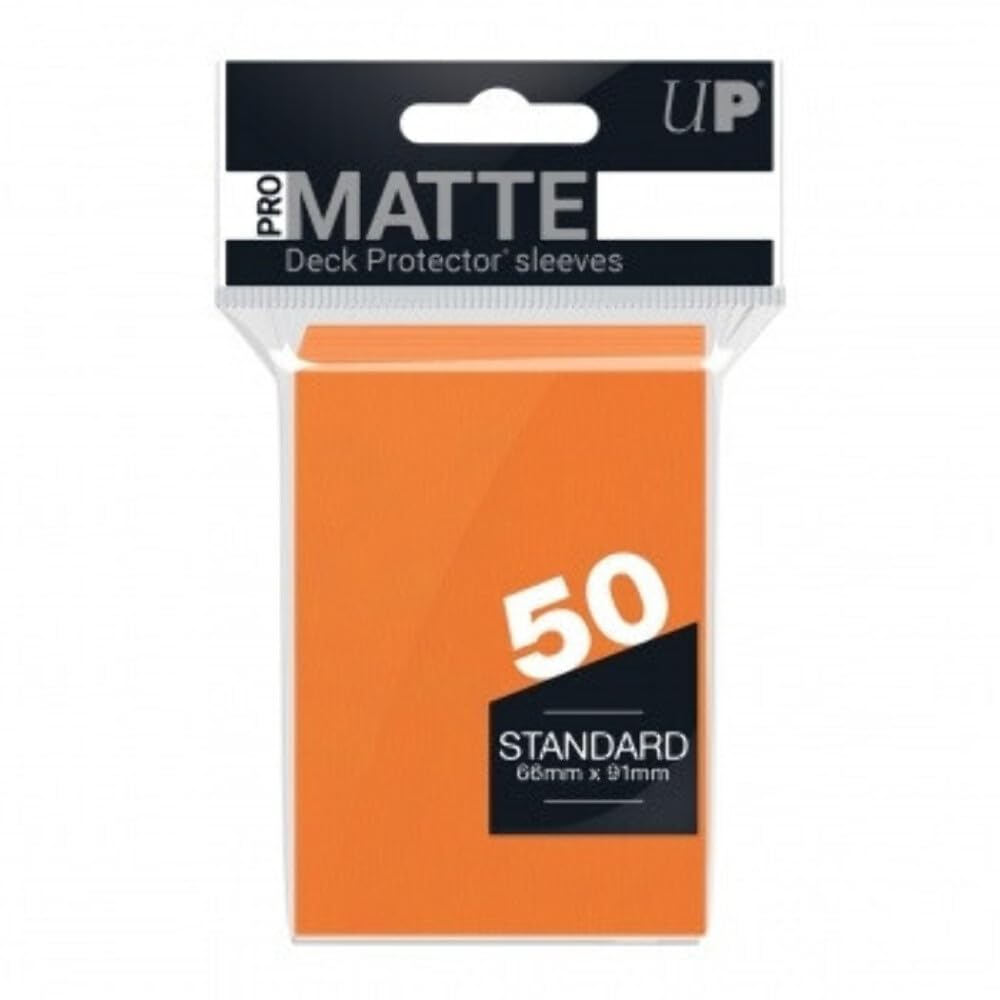 Ultra Pro 50ct Pro-Matte Orange Standard Deck Protectors – Matte, Non-Glare, Archival Safe