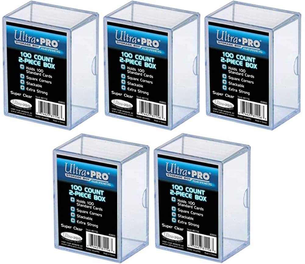 Ultra Pro Pack of 5 - 100 Count 2-Piece Card Storage Boxes | Airtight & Stackable