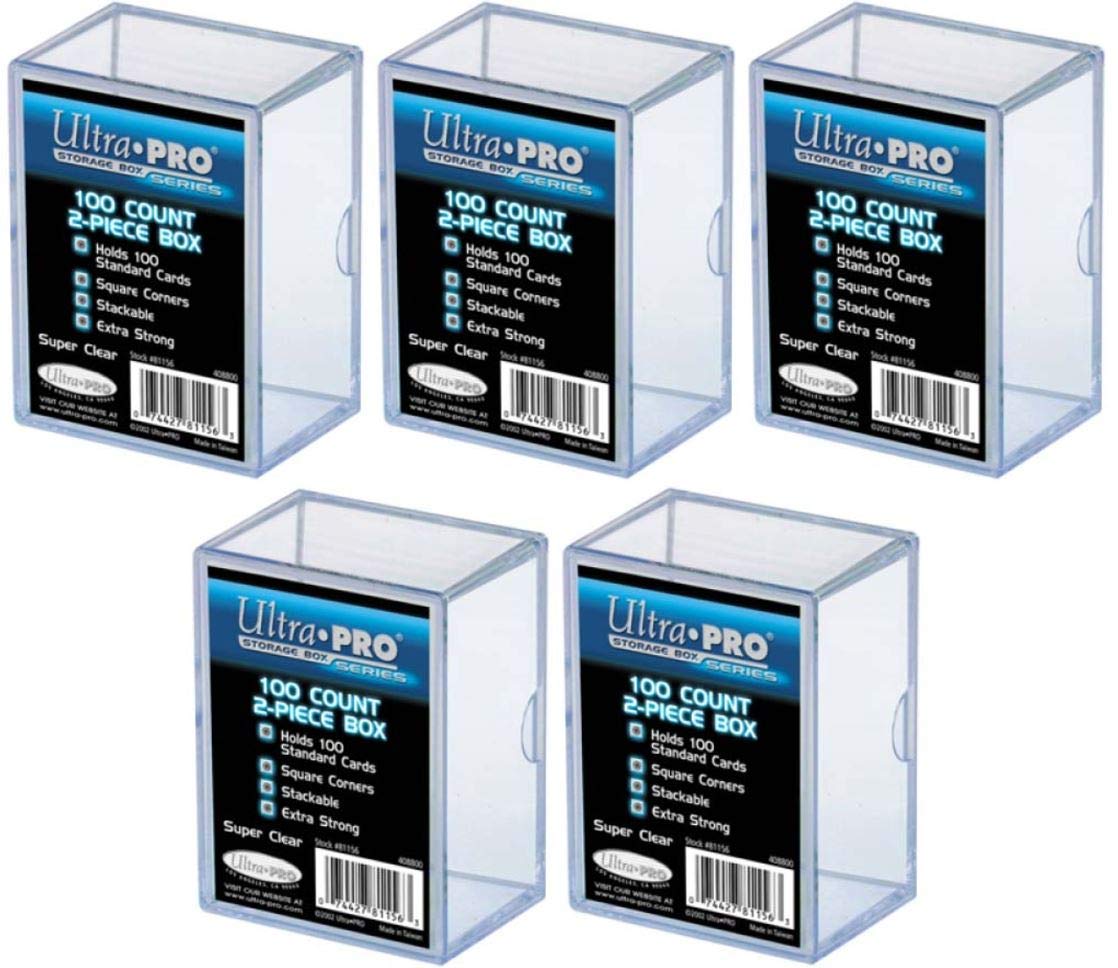 Ultra Pro Pack of 5 - 100 Count 2-Piece Card Storage Boxes | Airtight & Stackable