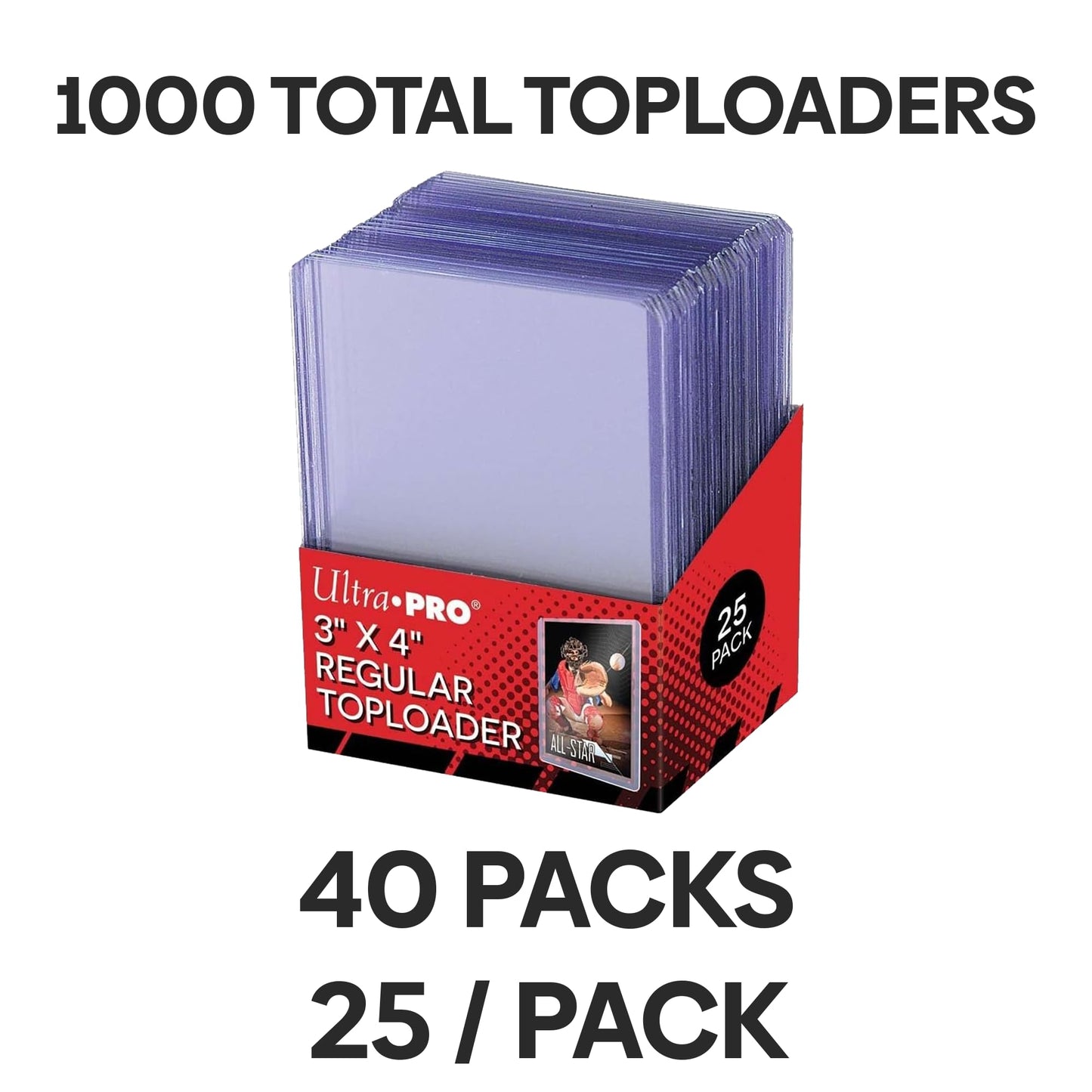 Ultra Pro Regular Series 3x4 Toploaders – Case of 1000 (40 Packs of 25)