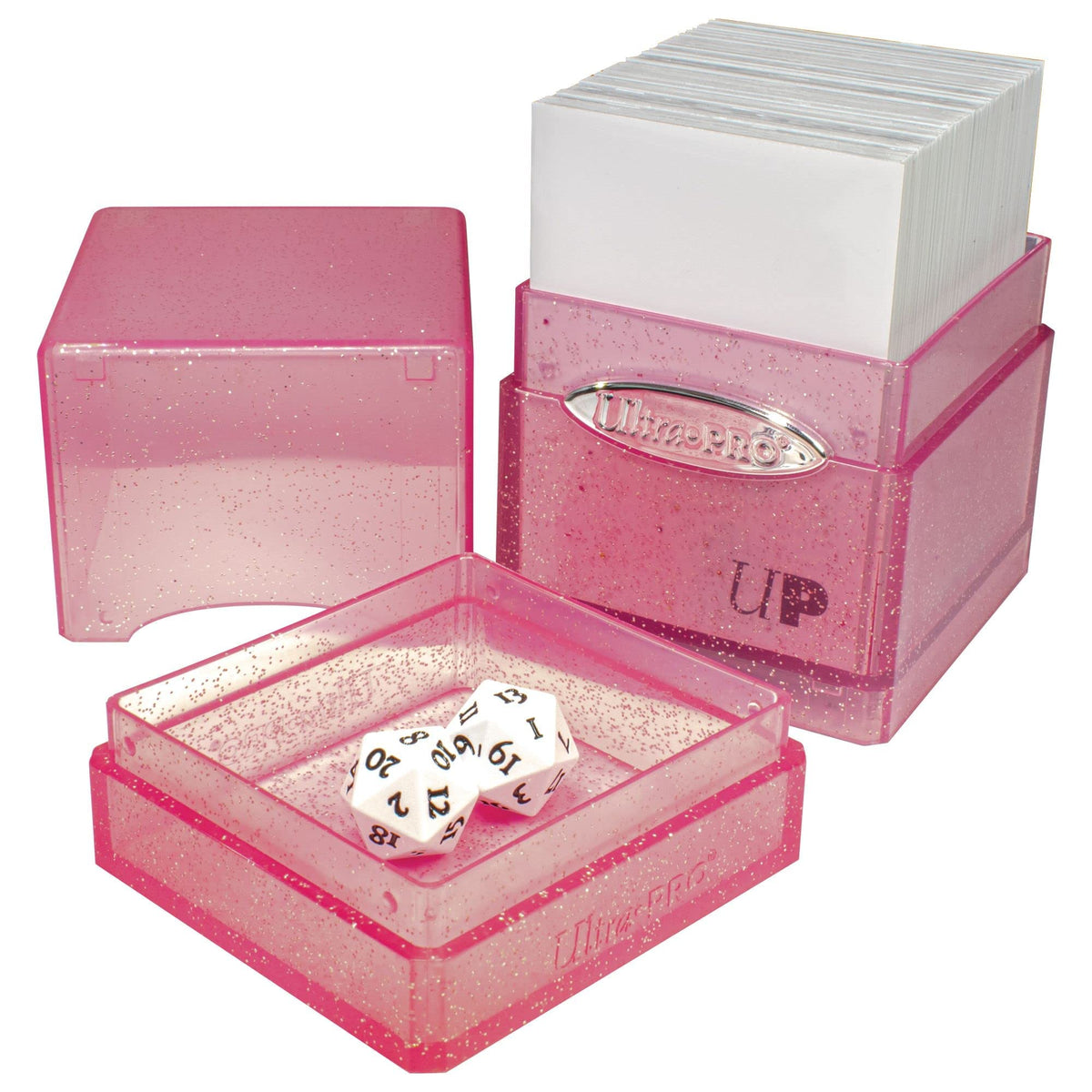 Ultra PRO Satin Tower 100+ Card Deck Box – Glitter Pink | Secure Card Storage