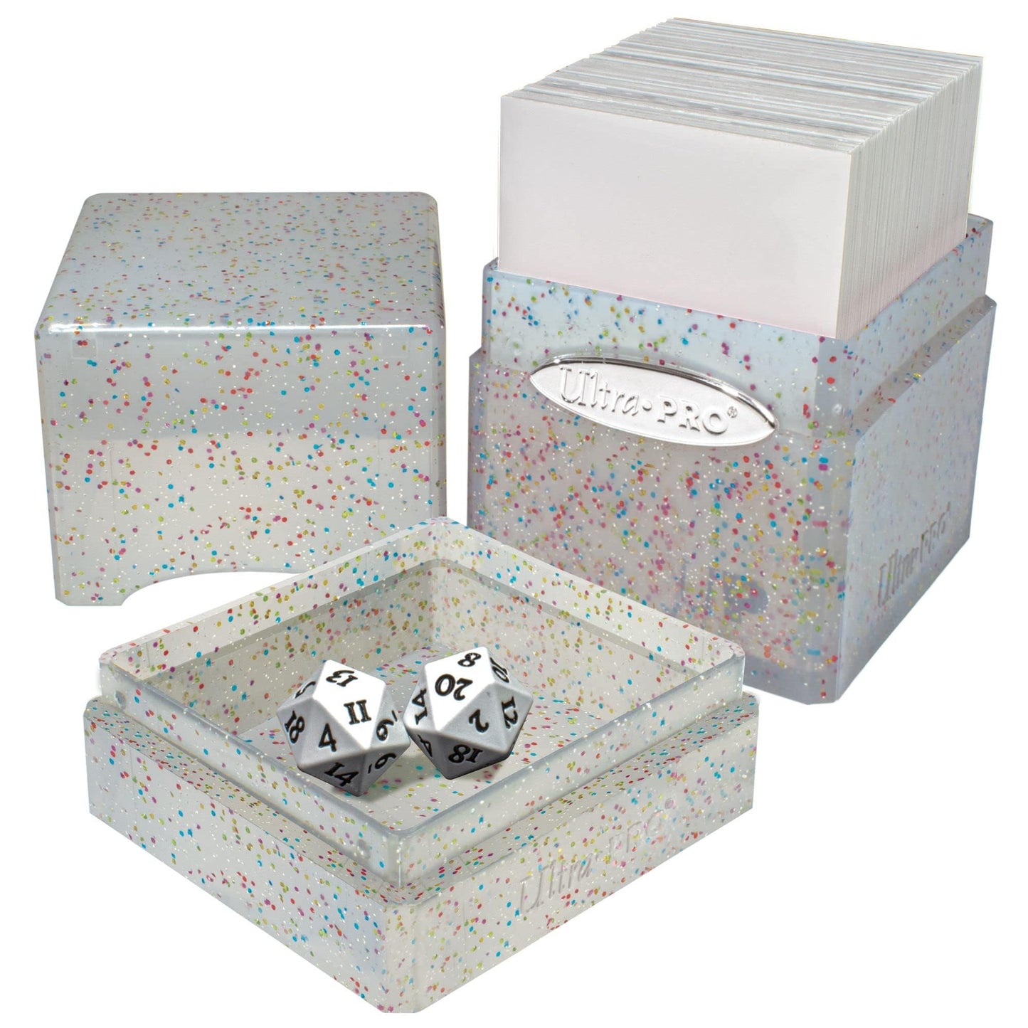 Ultra PRO Satin Tower 100+ Card Deck Box Glitter Crystal – Durable, Stylish Card Storage