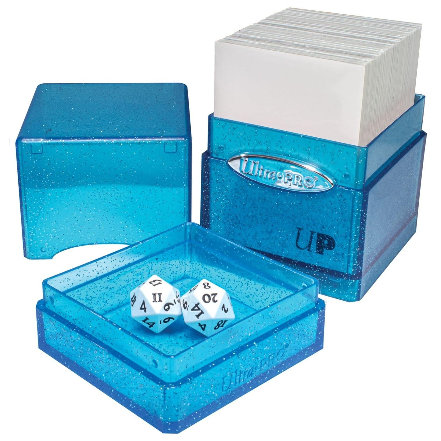 Ultra Pro Satin Tower 100+ Card Deck Box (Glitter Blue) – Protective, Stylish Travel Storage