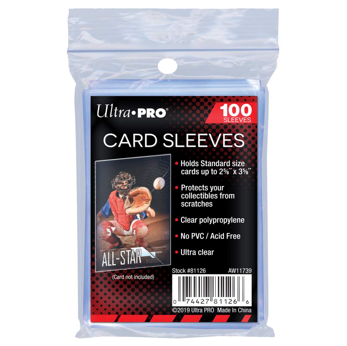 Ultra Pro 100 Pcs Soft Card Sleeves – 2 5/8 x 3 5/8 Inches (Pack of 1)