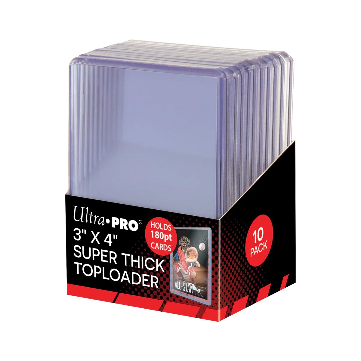 Ultra Pro 3x4-Inch 180pt Toploader – 10ct | Clear PVC Card Protectors
