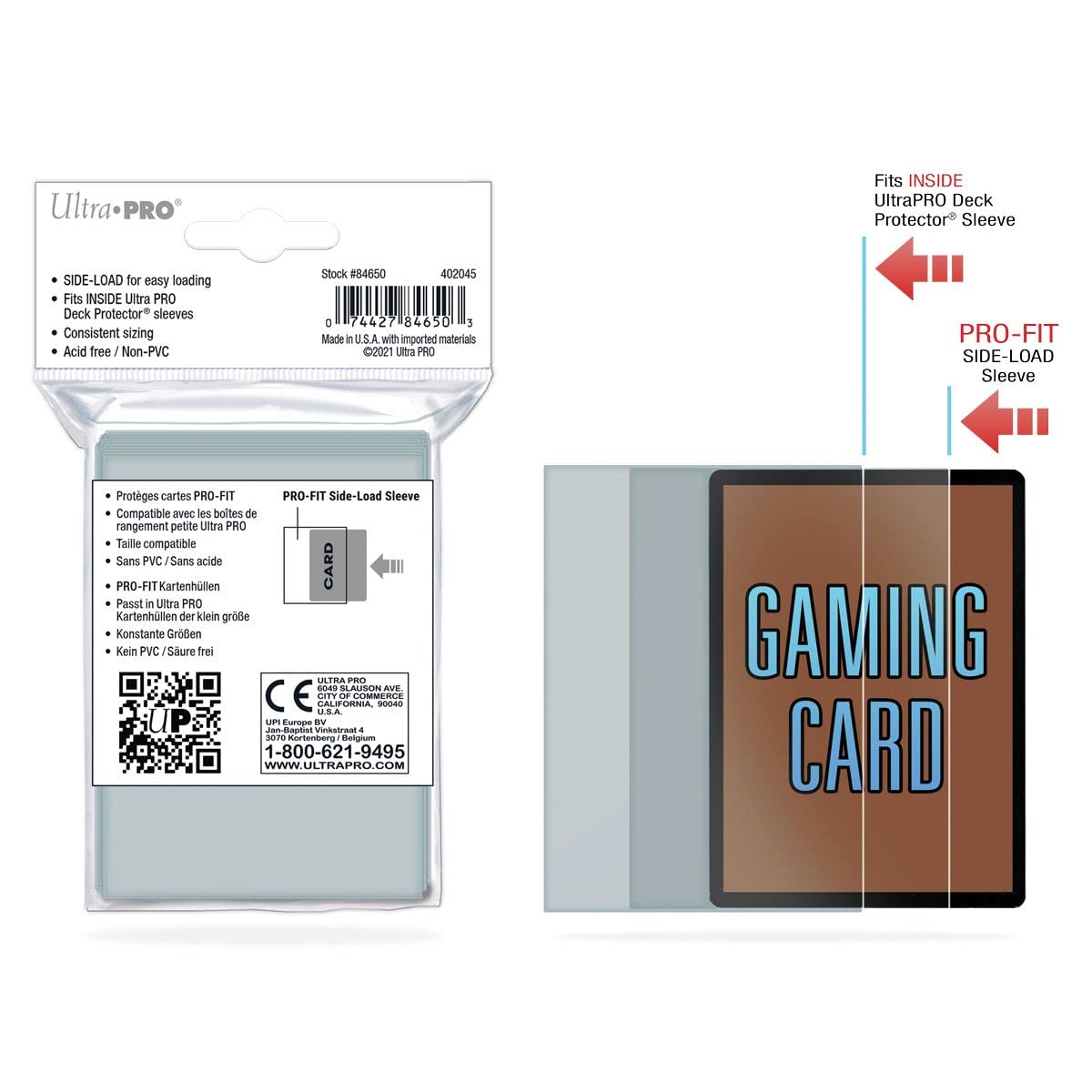 Ultra Pro UPR84650 Pro-Fit Small Size Side Load Deck Protectors – 100 Pack