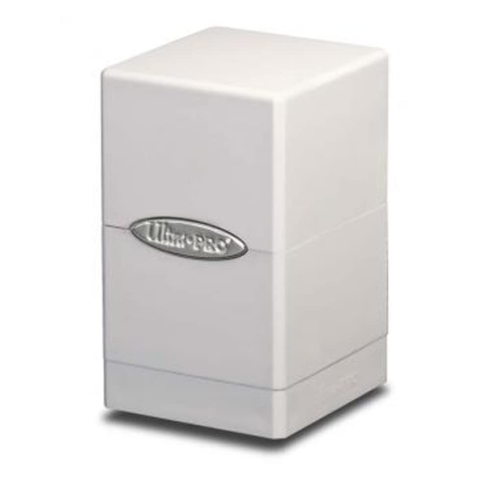 Ultra Pro White Satin Tower Deck Box – Holds 100+ Sleeved Cards