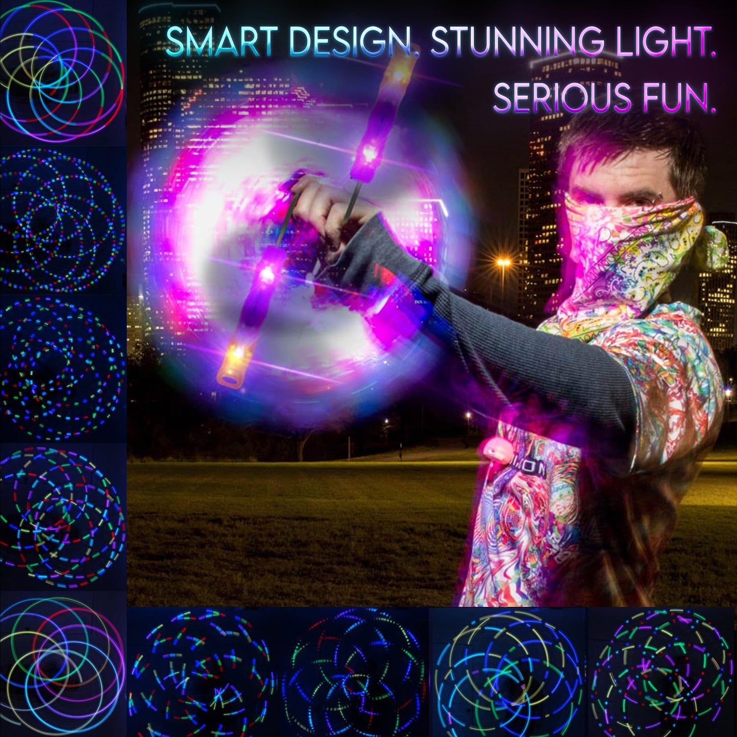 UltraPoi HelixPoi Set with LED Glowstick Handles – 70+ Color Modes | Flow Arts