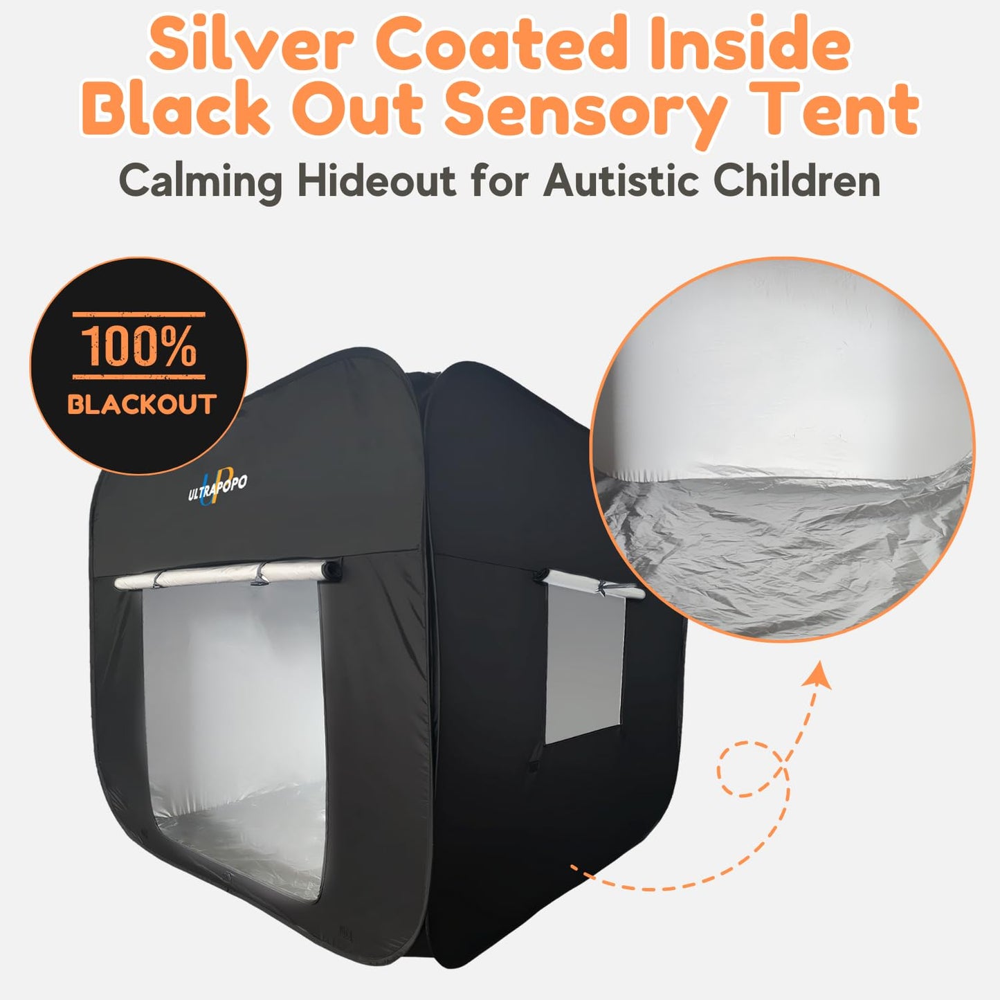 Ultrapopp Pop-Up Sensory Tent for Kids — Extra Big 47x47in Blackout Calming Hideout Den