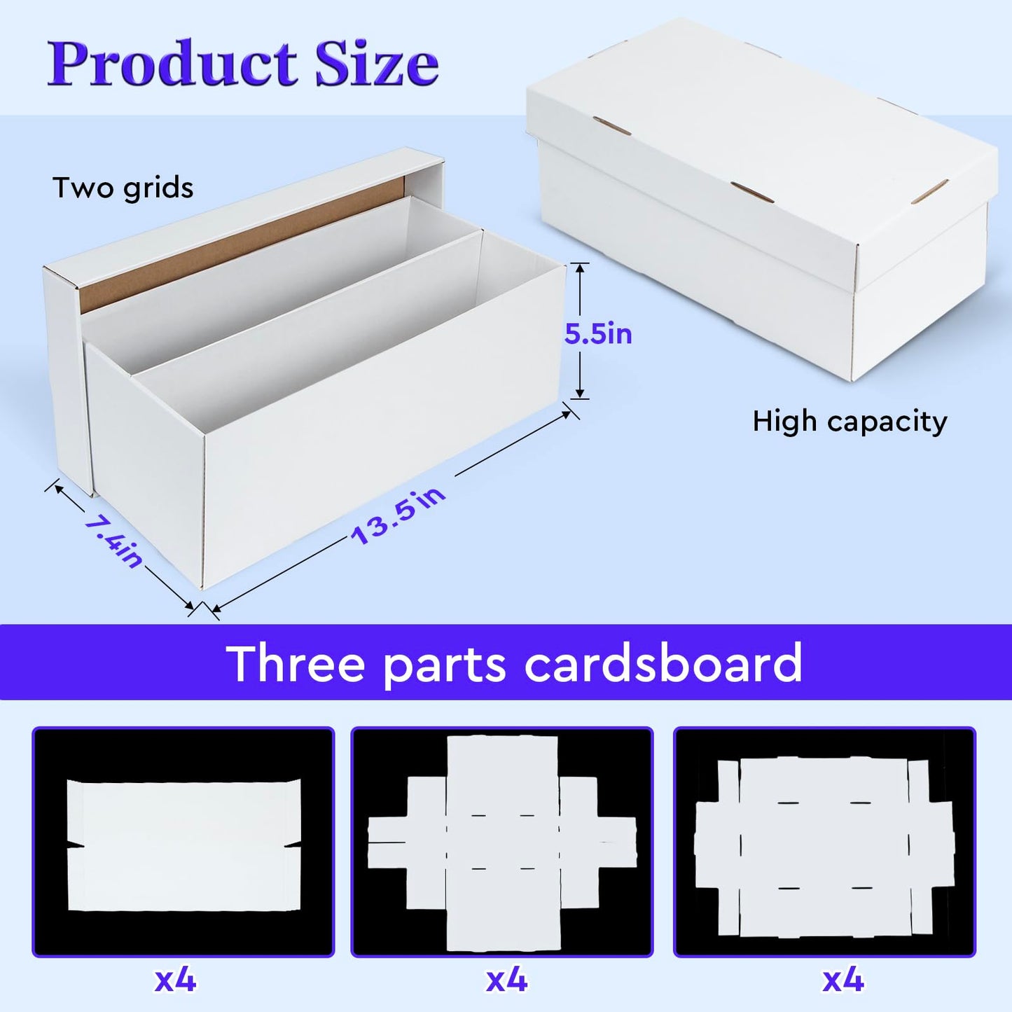 ULTRGEE 4-Pack Trading Card Storage Box — 2 Rows, Holds 320+ Top Loaders and PSA/HGA Slabs