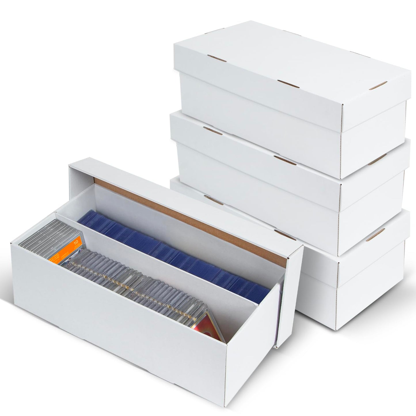 ULTRGEE 4-Pack Trading Card Storage Box — 2 Rows, Holds 320+ Top Loaders and PSA/HGA Slabs