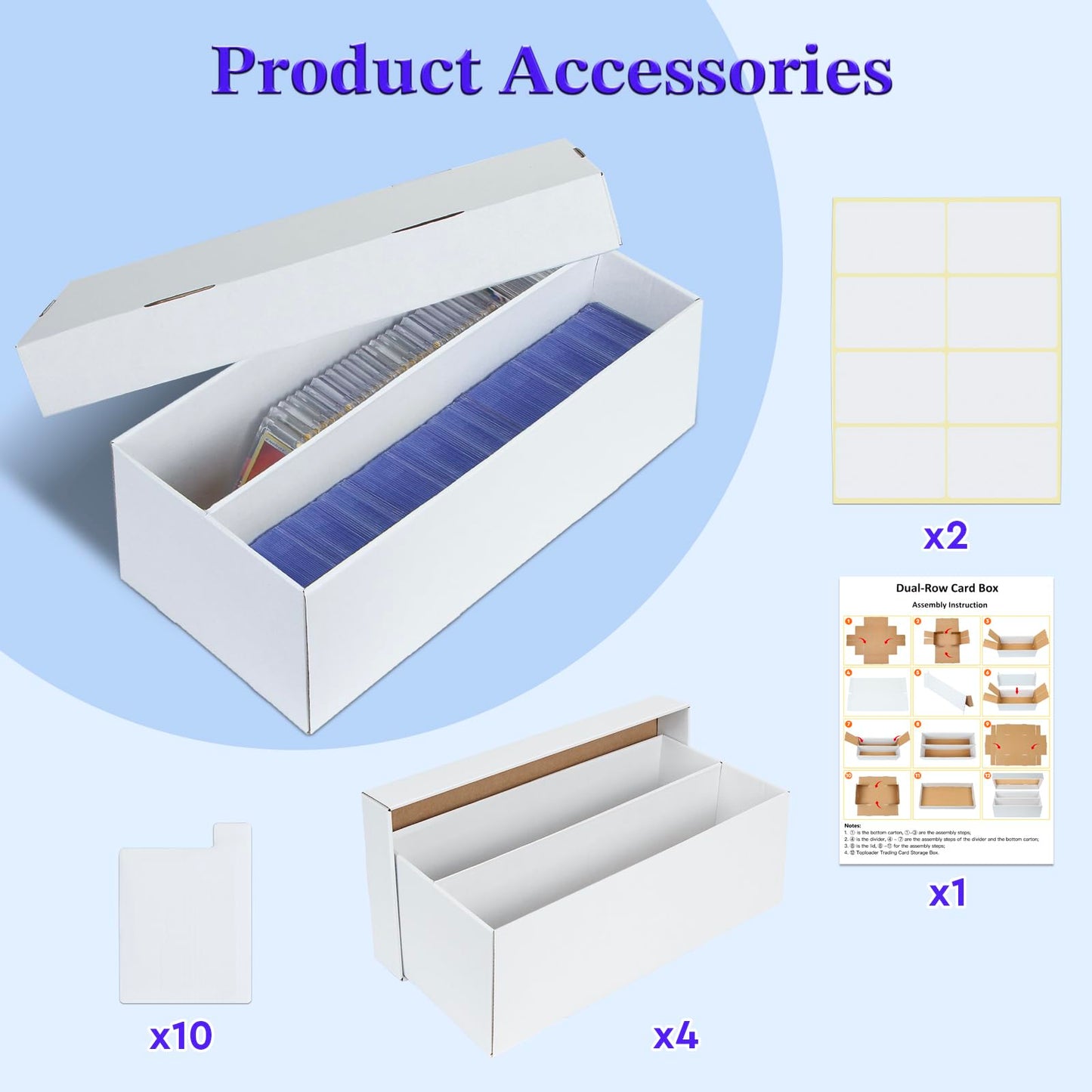 ULTRGEE 4-Pack Trading Card Storage Box — 2 Rows, Holds 320+ Top Loaders and PSA/HGA Slabs