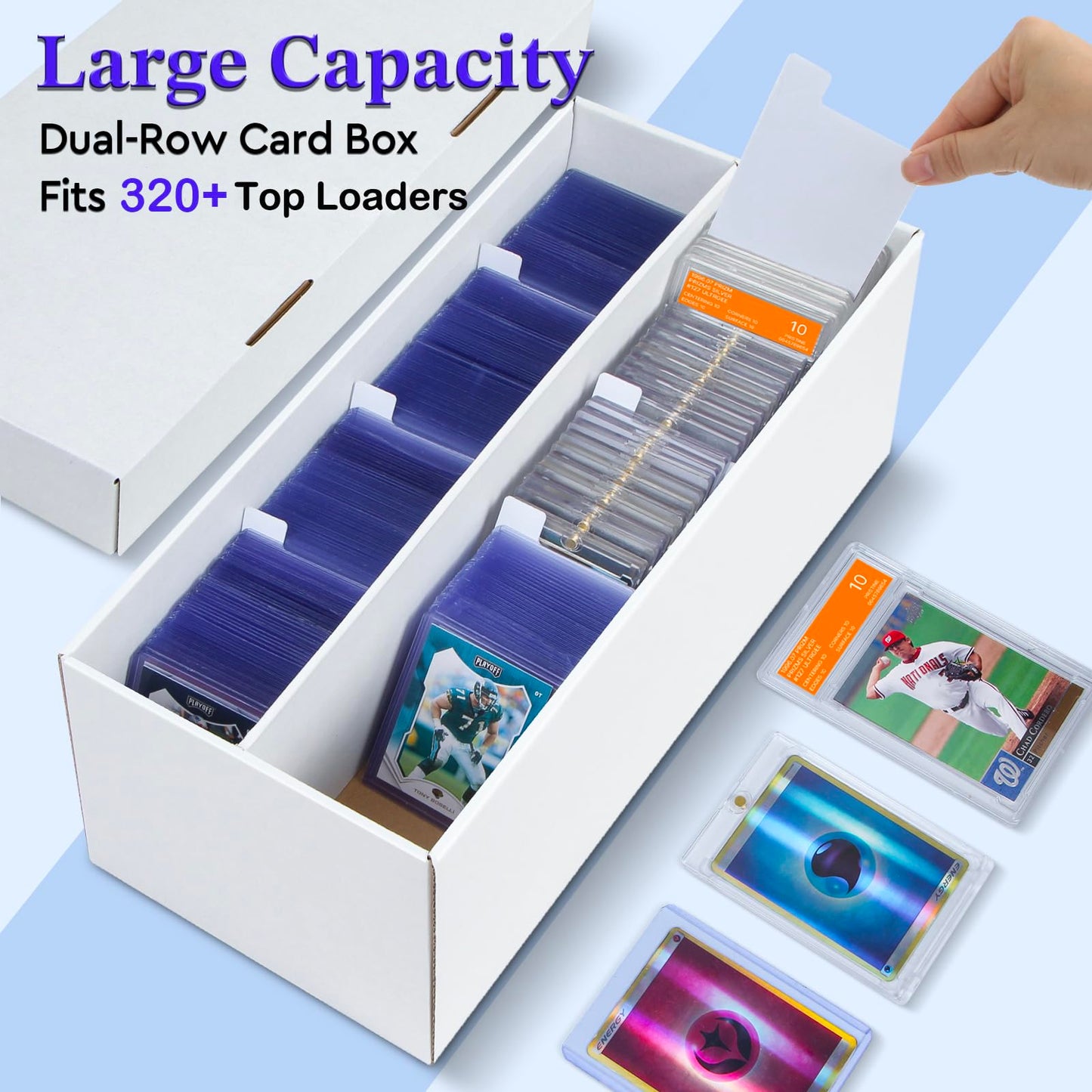 ULTRGEE 4-Pack Trading Card Storage Box — 2 Rows, Holds 320+ Top Loaders and PSA/HGA Slabs