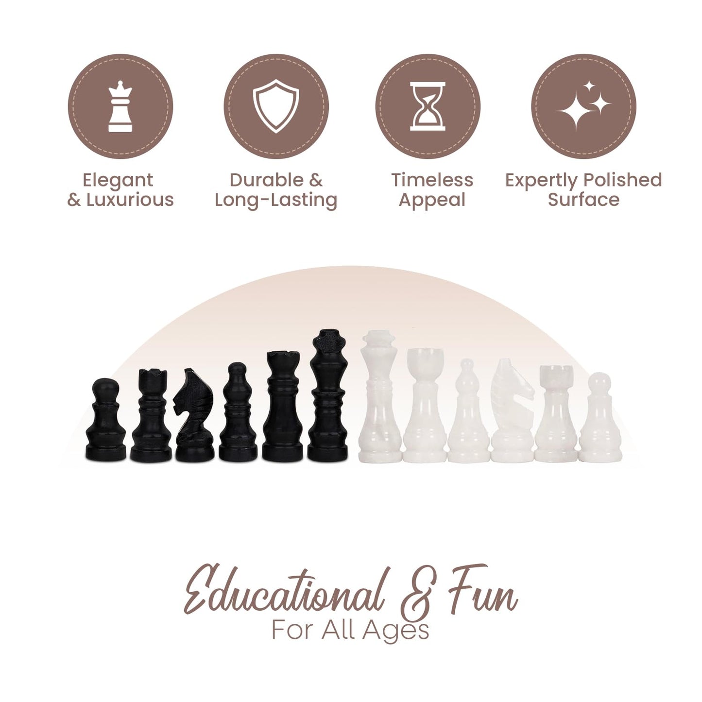 UMAID Marble Chess Set – 12-Inch Handcrafted Marble Board with Weighted Pieces & Velvet Box
