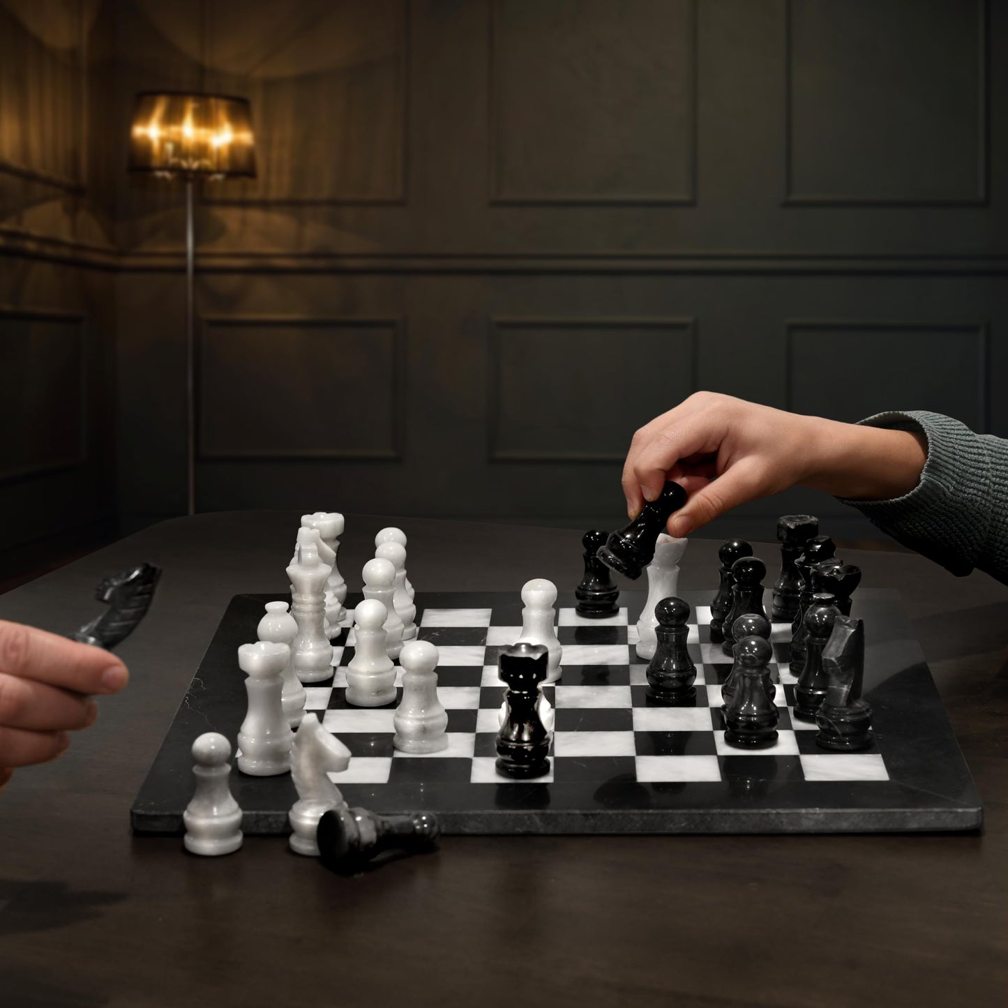 UMAID Marble Chess Set – 12-Inch Handcrafted Marble Board with Weighted Pieces & Velvet Box