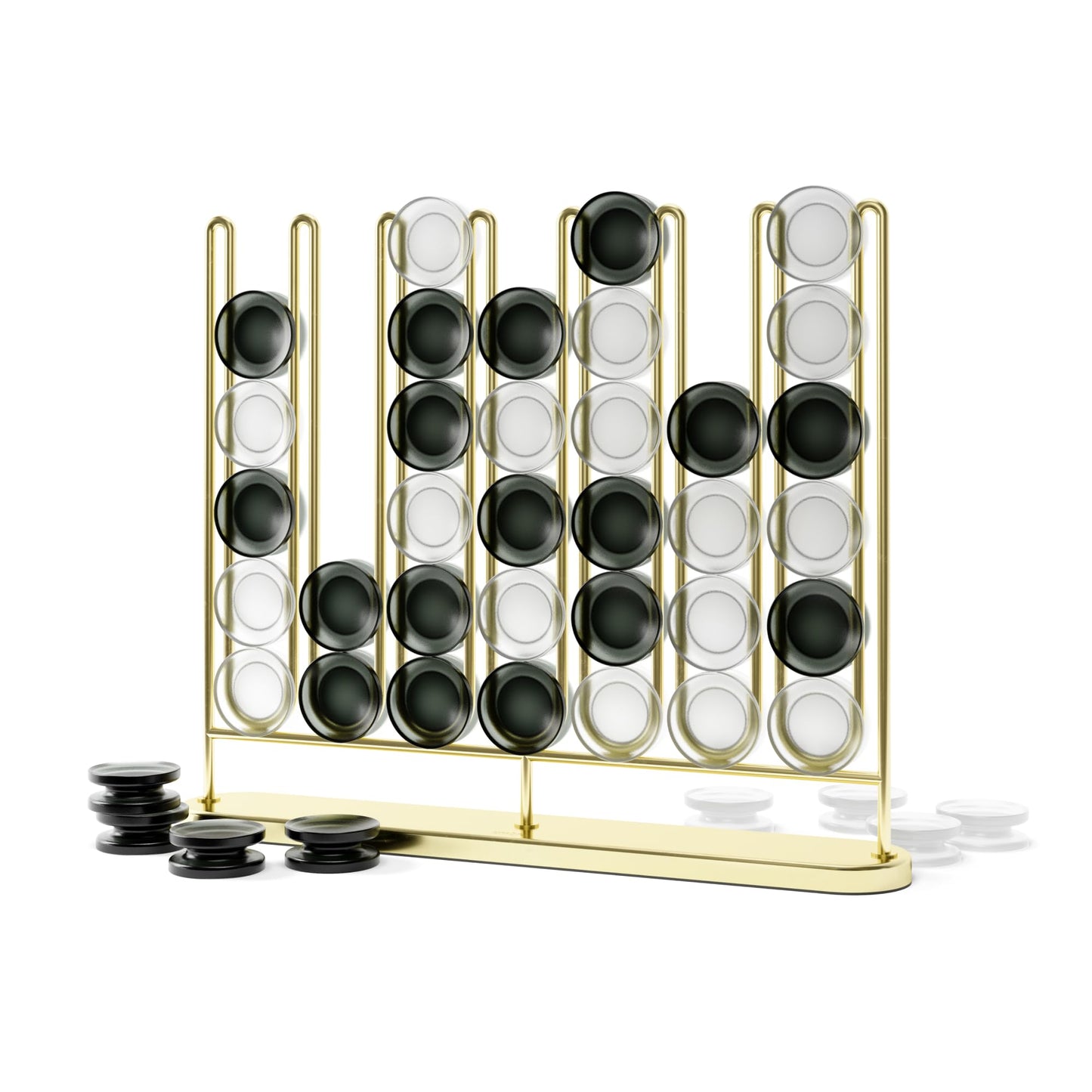 Umbra STAX Four-in-a-Row Game, Brass Finish – Modern Desk Decor & Family Fun