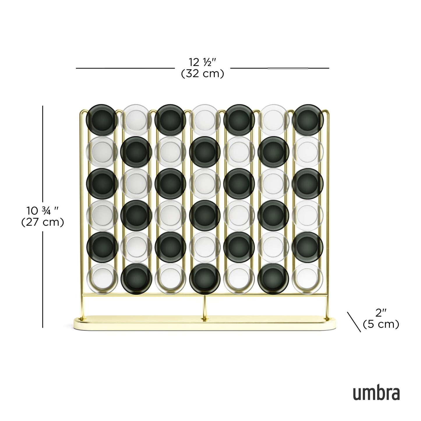 Umbra STAX Four-in-a-Row Game, Brass Finish – Modern Desk Decor & Family Fun