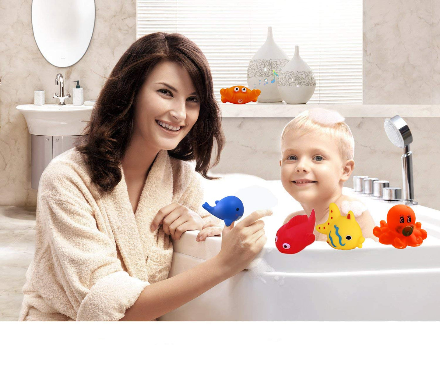 UMBWORLD Preschool Bath Toys – 15 Pcs Rubber Sea Animals Floating Bath Set