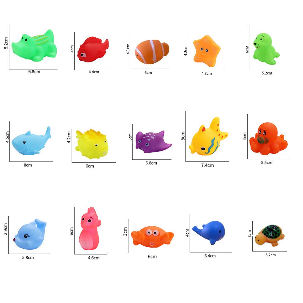 UMBWORLD Preschool Bath Toys – 15 Pcs Rubber Sea Animals Floating Bath Set