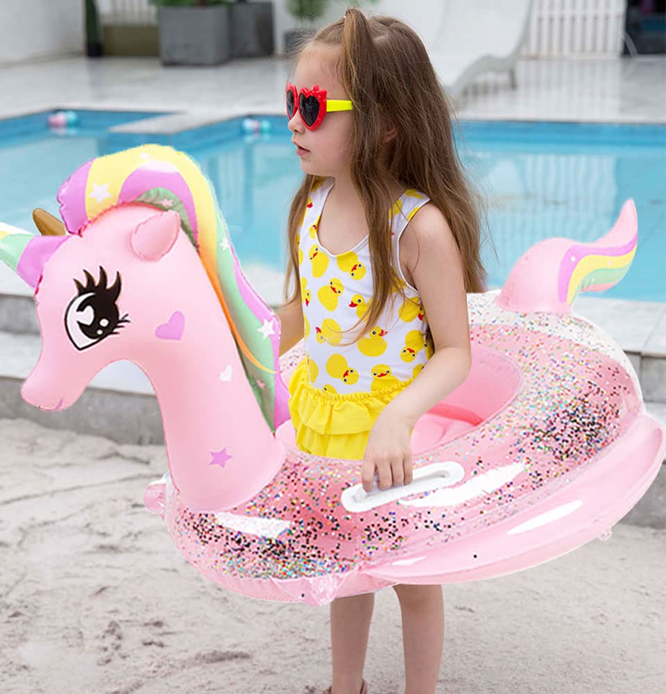 UMBWORLD Pink Unicorn Baby Swimming Float – 8-48 Months, 44 lb | Seat & Handle