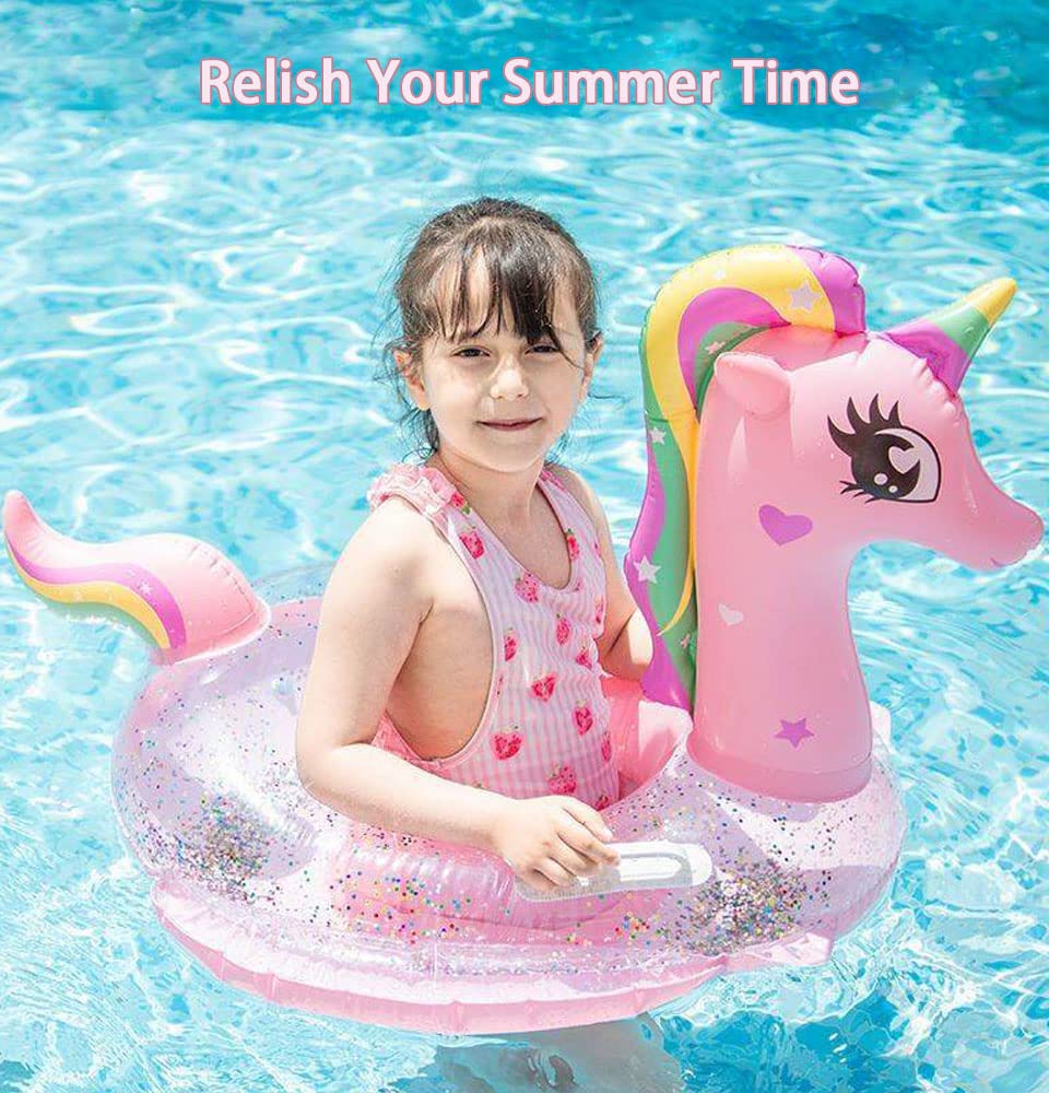 UMBWORLD Pink Unicorn Baby Swimming Float – 8-48 Months, 44 lb | Seat & Handle