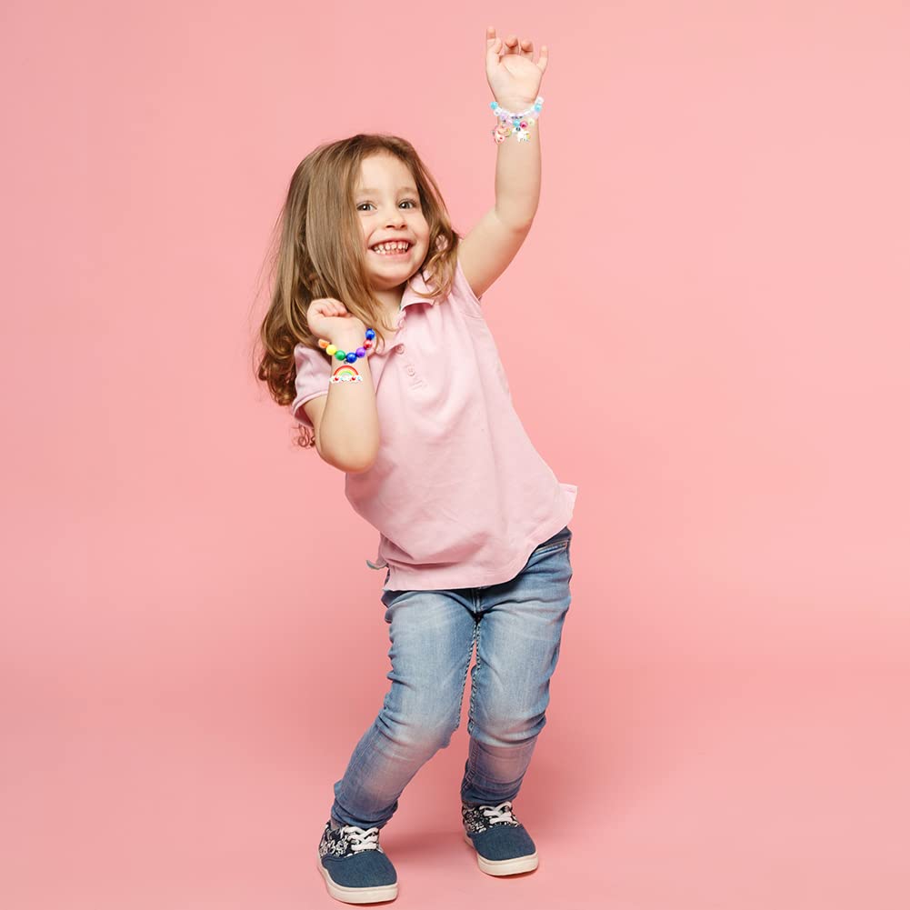 UMEELR 28 Pack Unicorn Rainbow Bracelets — Gift Cards Included, Classroom Prizes & Party Favors
