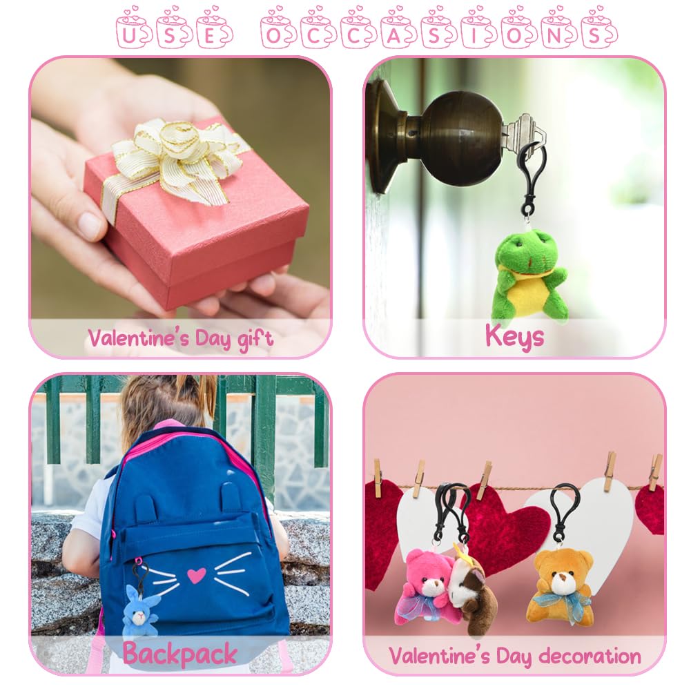 UMEELR 28Pcs Mini Plush Animals Keychain – 28 Cute Tiny Toys for Kids, Easter Basket & Party Favors