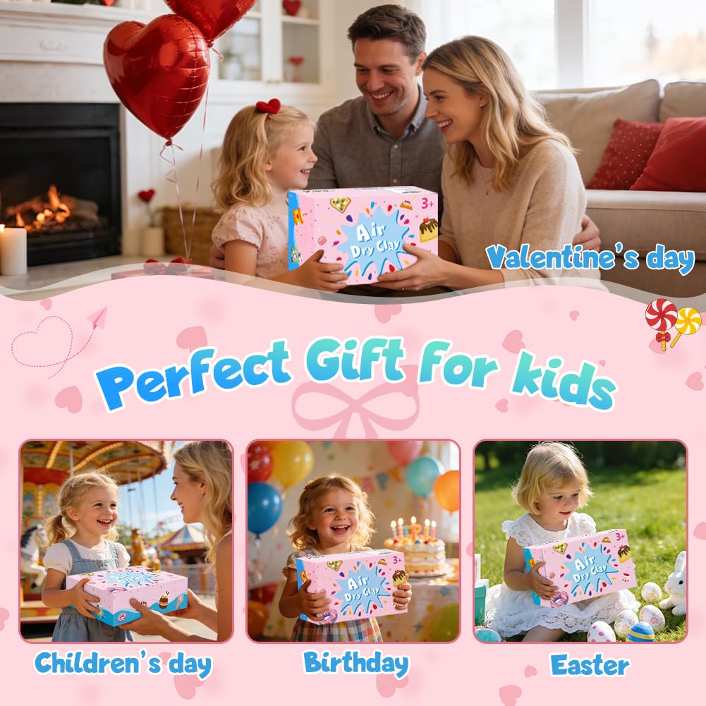 UMEELR Air Dry Clay Kit with Greeting Cards – 12-Box Dessert Clay Set for Kids, Classroom Craft, Party Favors