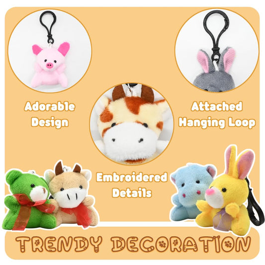 UMEELR 28Pcs Mini Plush Animals Keychain – 28 Cute Tiny Toys for Kids, Easter Basket & Party Favors