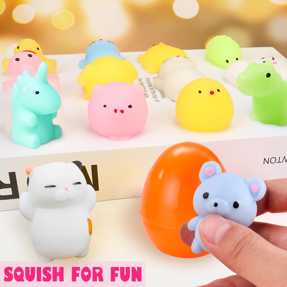 UMEELR 28 Pcs Mochi Squishies Hearts – Easter Egg Hunt Toys & Party Favors