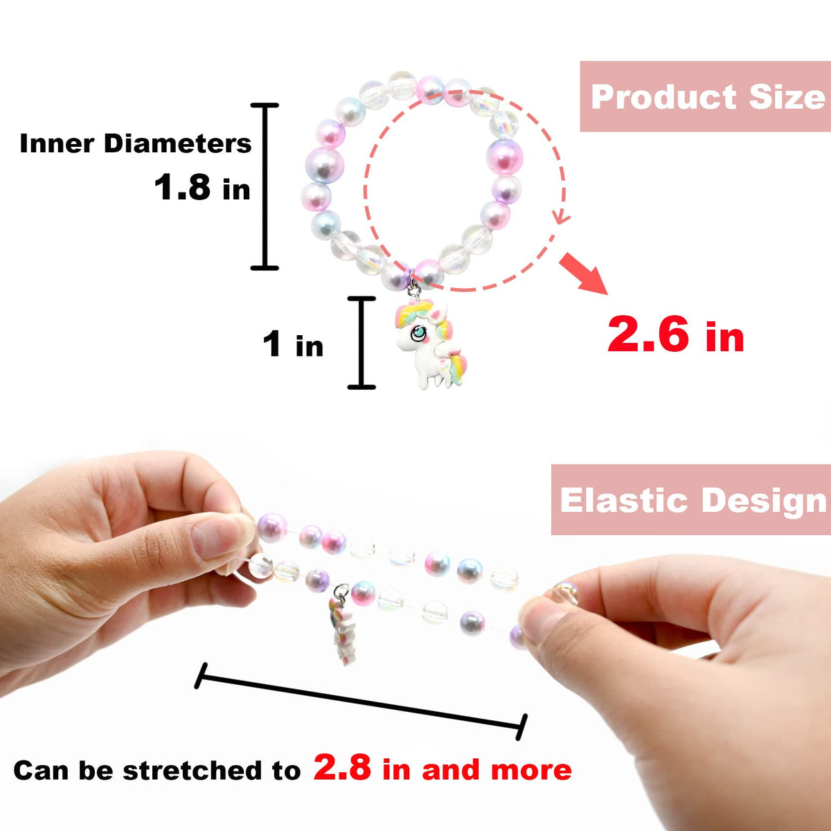 UMEELR 28 Pack Unicorn Rainbow Bracelets — Gift Cards Included, Classroom Prizes & Party Favors