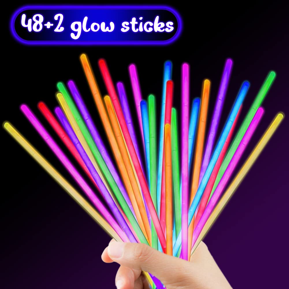 UMEELR 50 Glow Sticks with 24 Valentine Gift Cards – Valentine Party Favors Kit