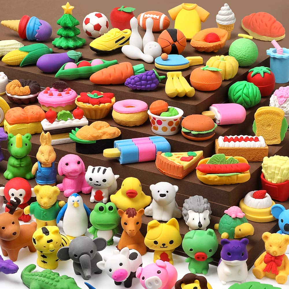 UMIKU 100-Pack 3D Animal Pencil Erasers – Kids Puzzle Erasers for Classroom Prizes