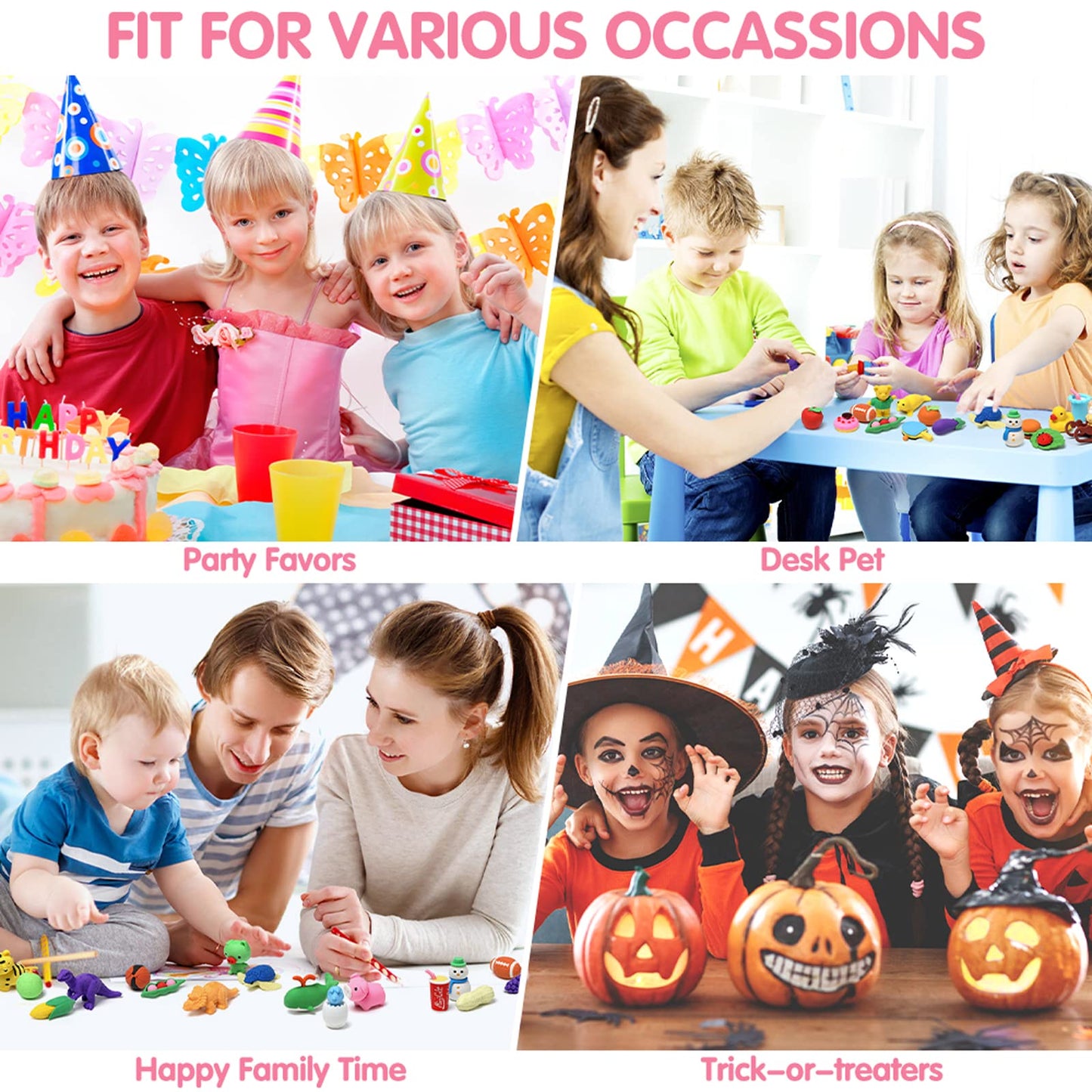 UMIKU 100-Pack 3D Animal Pencil Erasers – Kids Puzzle Erasers for Classroom Prizes