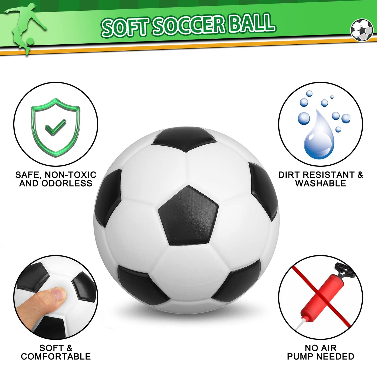 Umnodobn 5-Inch Foam Mini Soccer Balls – Indoor Hoops, Soft Squishy 3-Pack
