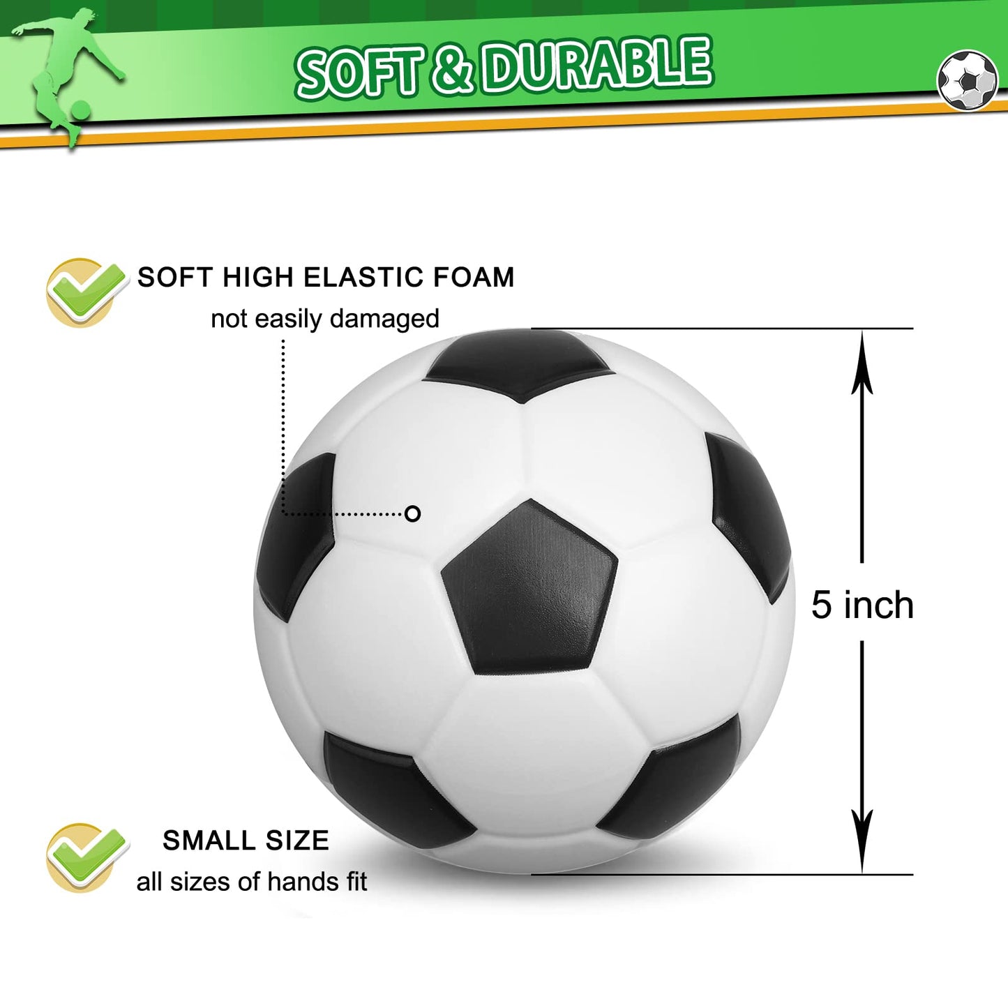Umnodobn 5-Inch Foam Mini Soccer Balls – Indoor Hoops, Soft Squishy 3-Pack