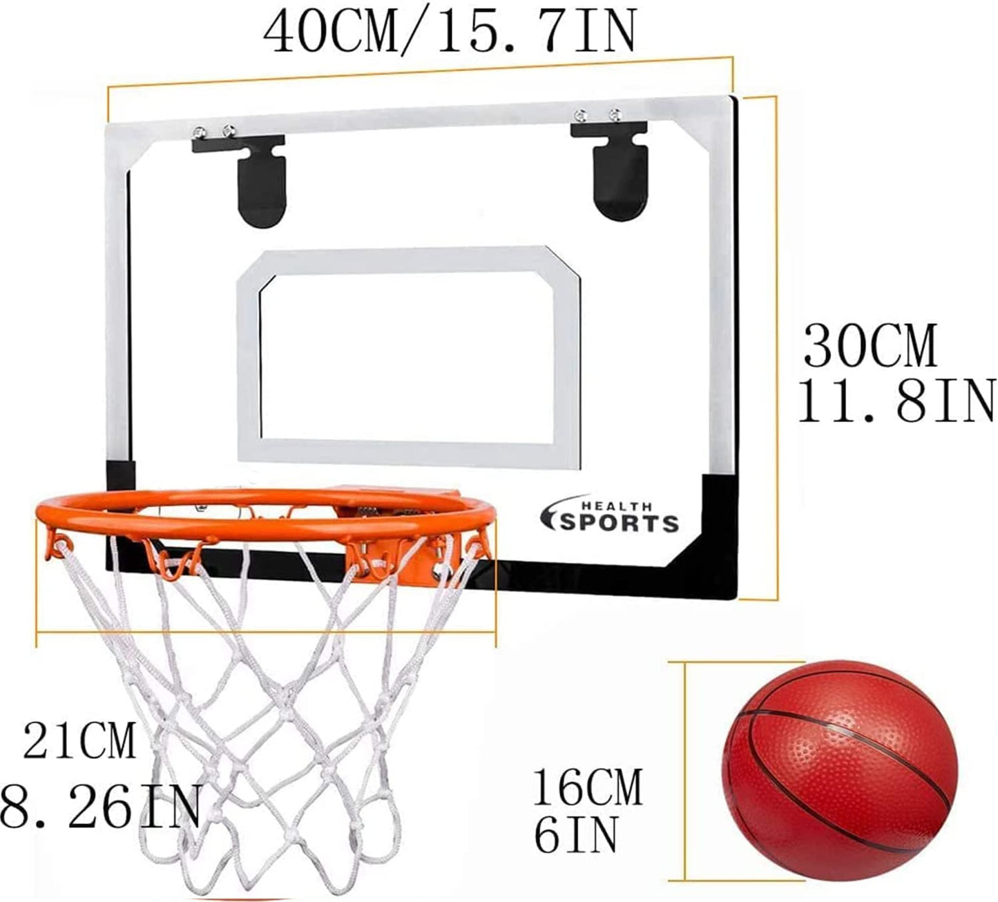Umnodobn Mini Indoor Basketball Hoop – Over-the-Door Mount, 4 Balls, Durable Rim & Backboard