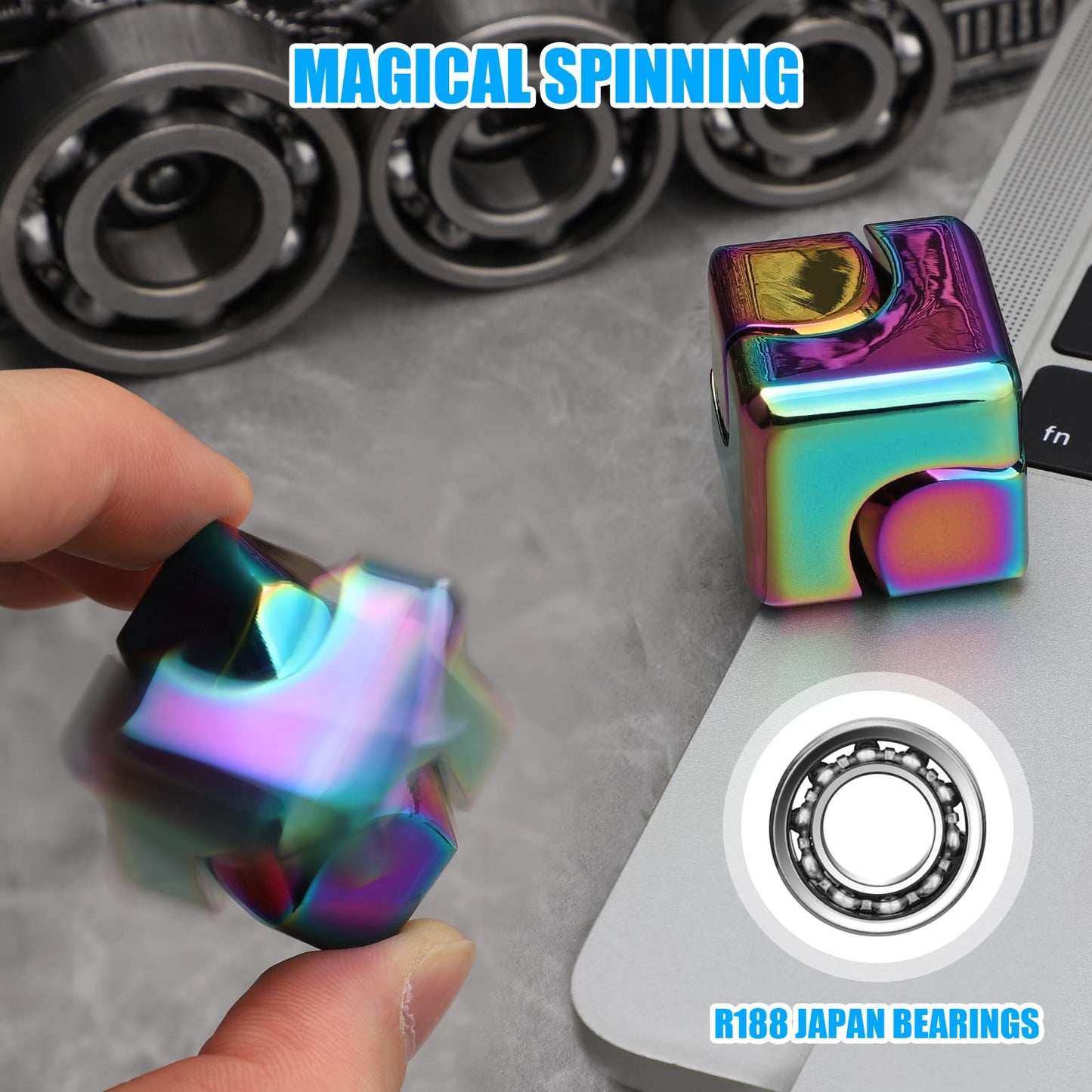 Umnodobn Infinity Gear Fidget Cube Spinner – 2-in-1 Transforming Metal Toy for Focus, Stress Relief, and Desk Fun