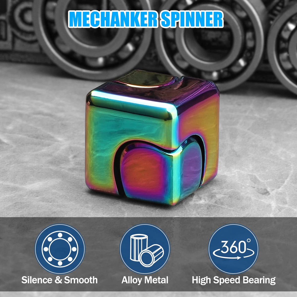 Umnodobn Infinity Gear Fidget Cube Spinner – 2-in-1 Transforming Metal Toy for Focus, Stress Relief, and Desk Fun