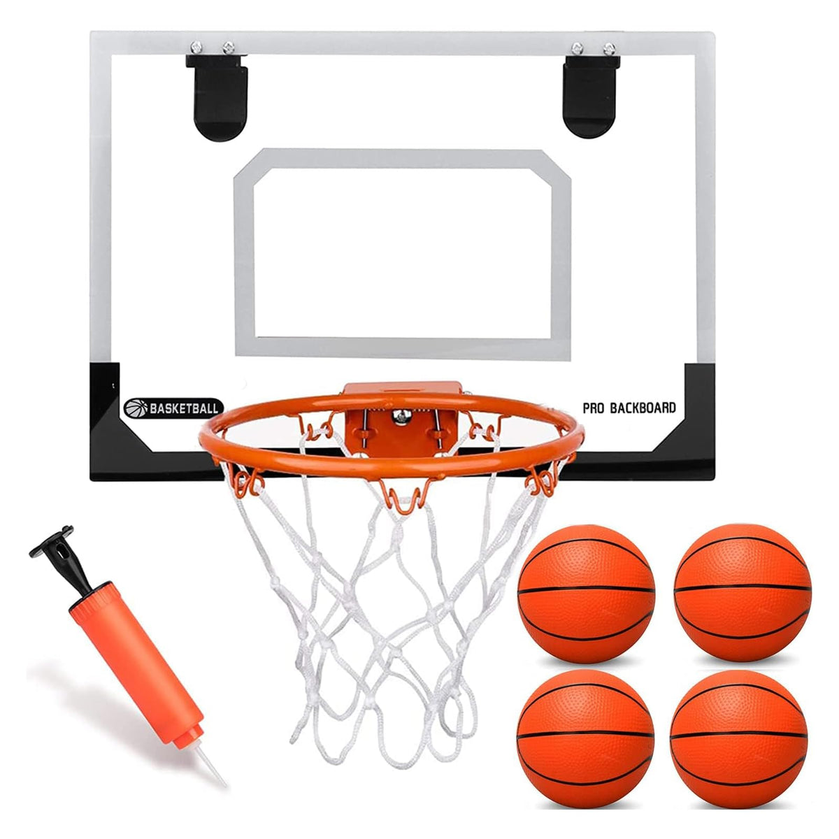 Umnodobn Mini Indoor Basketball Hoop – Over-the-Door Mount, 4 Balls, Durable Rim & Backboard