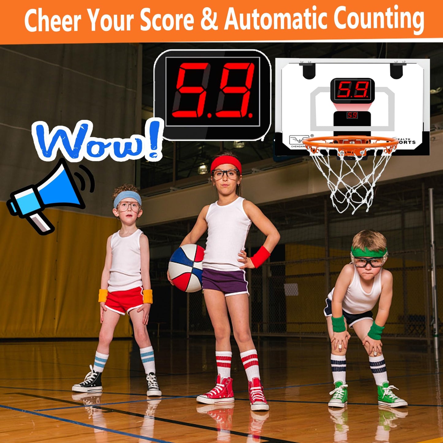 Umnodobn Pro Indoor Mini Basketball Hoop Set – Over-Door Auto Scoreboard, 9-Inch Dunk Rim