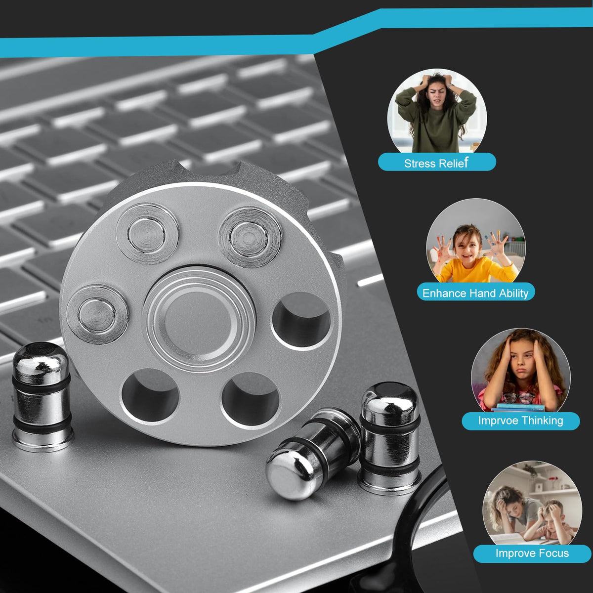 Umnodobn Cool Alloy Fidget Spinner – Aluminum Desk Toy & Sensory Gadget