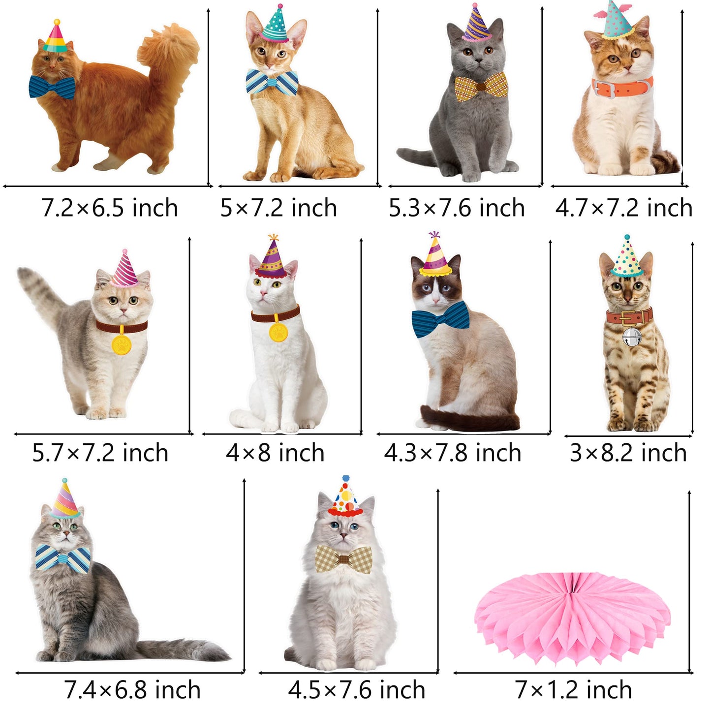 Umoni 10Pcs Cat Honeycomb Centerpieces | Kitten Party Decorations & Cat Theme Party Supplies