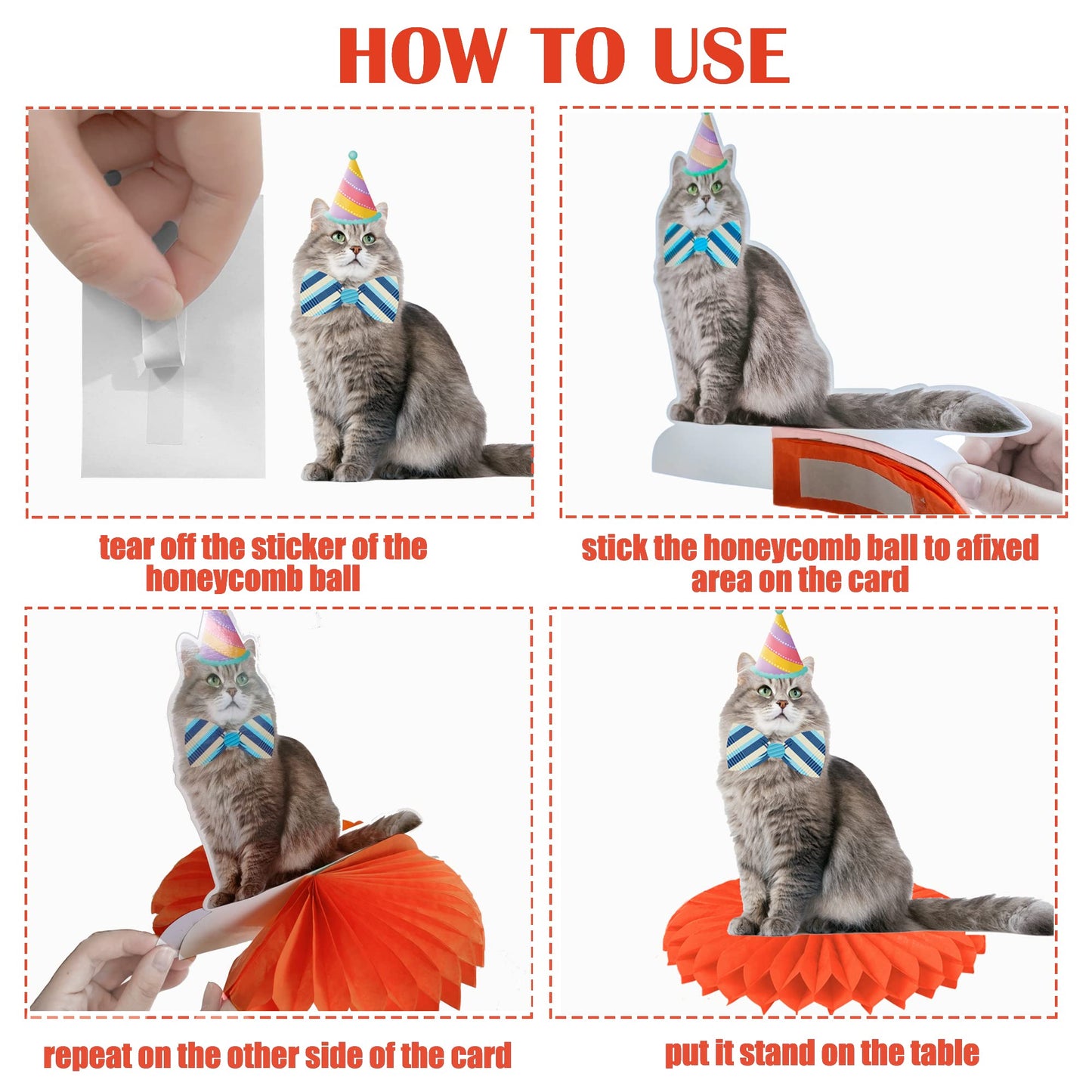 Umoni 10Pcs Cat Honeycomb Centerpieces | Kitten Party Decorations & Cat Theme Party Supplies