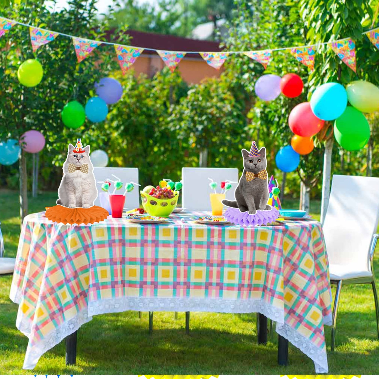 Umoni 10Pcs Cat Honeycomb Centerpieces | Kitten Party Decorations & Cat Theme Party Supplies